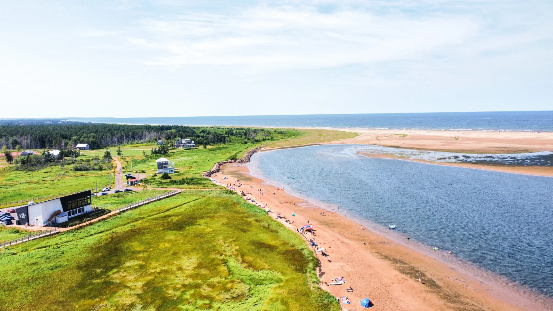 Aerial view of Tracadie Beach and the Island coastline