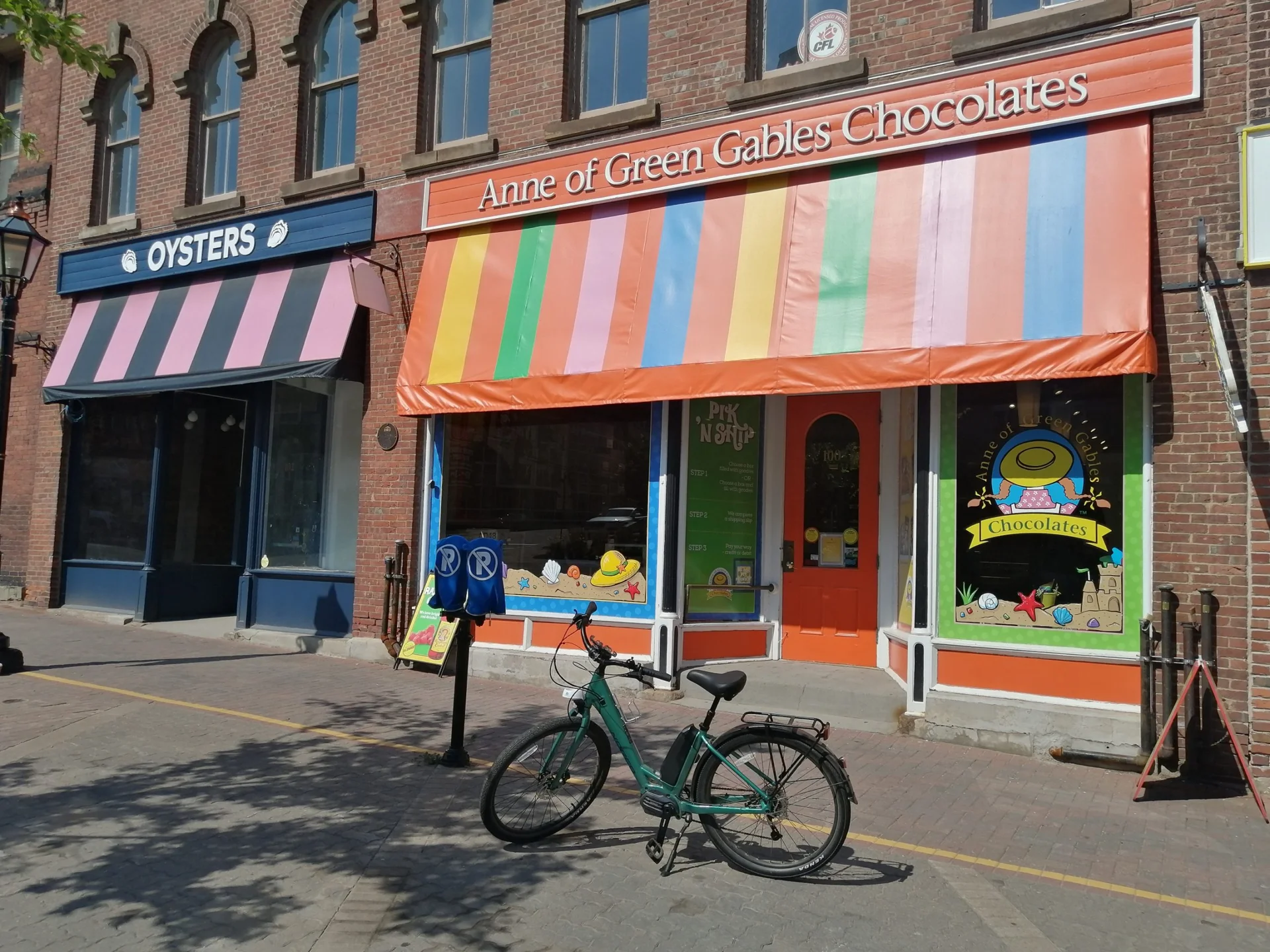 A MacQueen’s rental bicycle outside Anne of Green Gables Chocolates in Charlottetown